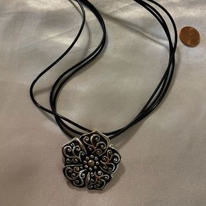 Three strand black silver chocker style necklace